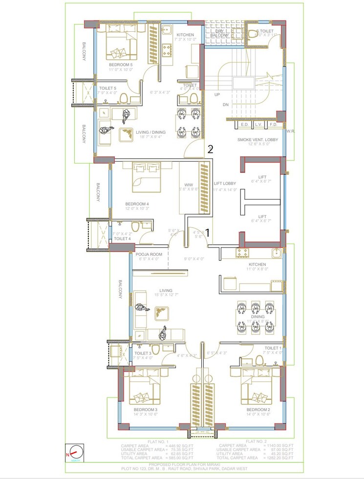 Floor Plan, amrut-meraki 3 Bedroom 680 Sq.Ft. Apartment In Shivaji Park Mumbai 9489082
