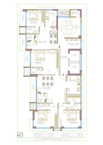 Floor Plan in 3 BHK Apartment at Amrut Meraki, Shivaji Park – for Sale