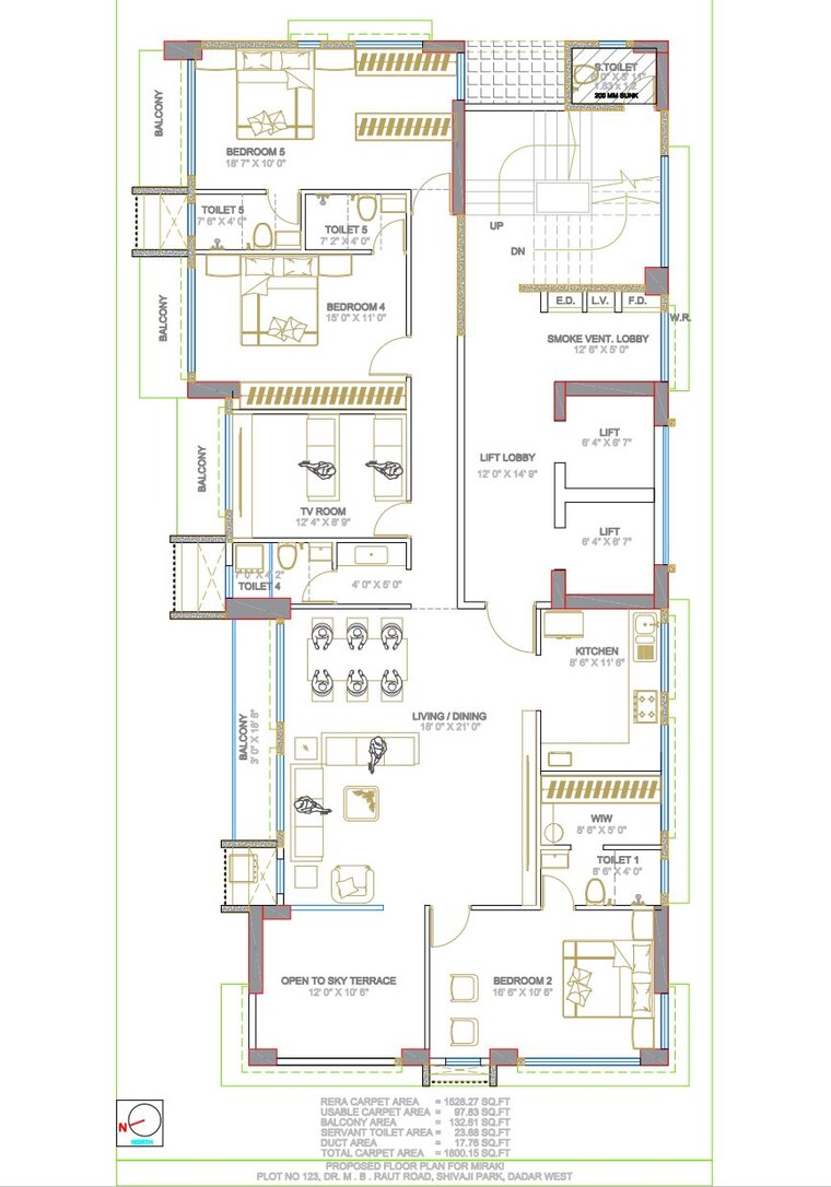 Floor Plan, amrut-meraki 3 Bedroom 680 Sq.Ft. Apartment In Shivaji Park Mumbai 9489082