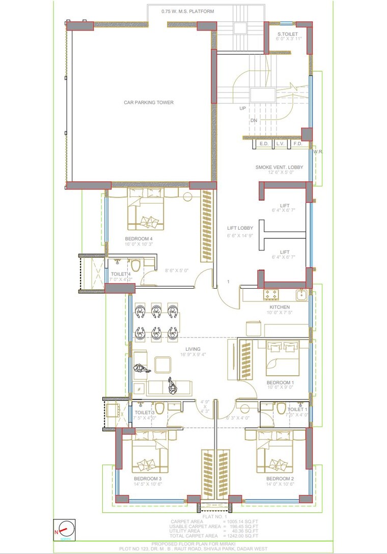 Floor Plan, amrut-meraki 3 Bedroom 680 Sq.Ft. Apartment In Shivaji Park Mumbai 9489082