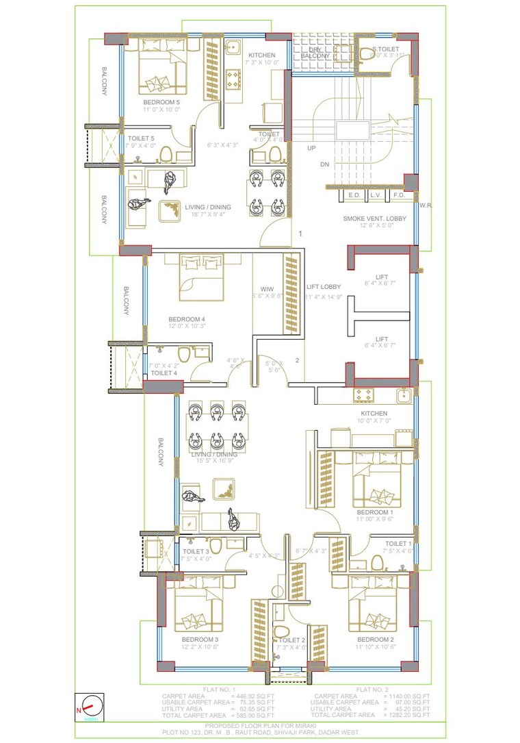 Floor Plan, amrut-meraki 3 Bedroom 680 Sq.Ft. Apartment In Shivaji Park Mumbai 9489082