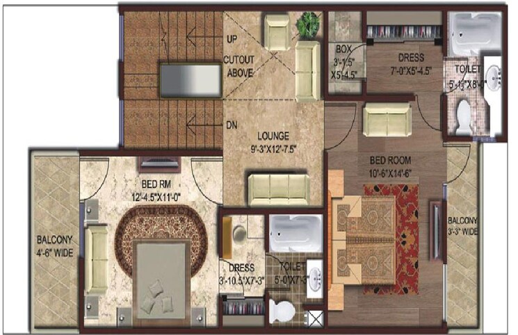 Floor Plan, amrapali-leisure-valley 3 Bedroom 1825 Sq.Ft. Villa In Tech Zone 4 Greater Noida Greater Noida 9489301