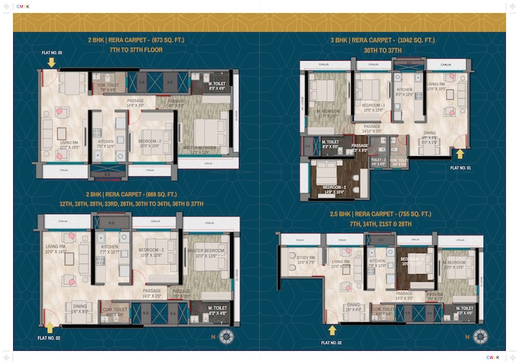 Floor Plan, orion-heights 3 Bedroom 755 Sq.Ft. Apartment In Kandivali West Mumbai 9493077