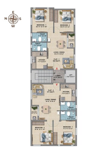 Floor Plan in 2 BHK Apartment at Gerugambakkam – for Sale