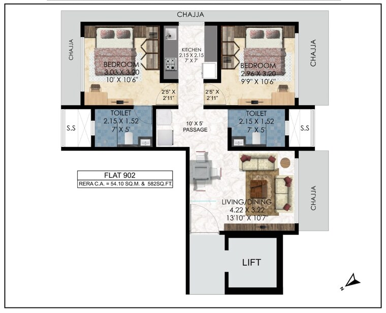 Floor Plan, natu-9-bhalchandra 2 Bedroom 582 Sq.Ft. Apartment In Dadar East Mumbai 9494875