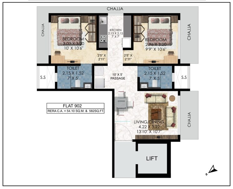 Floor Plan, natu-9-bhalchandra 3 Bedroom 1005 Sq.Ft. Apartment In Dadar East Mumbai 9494940
