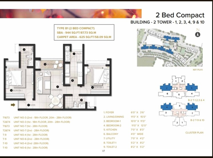 Floor Plan, eden-park-at-the-prestige-city 2 Bedroom 944 Sq.Ft. Apartment In Sarjapur Road Bangalore 9494961