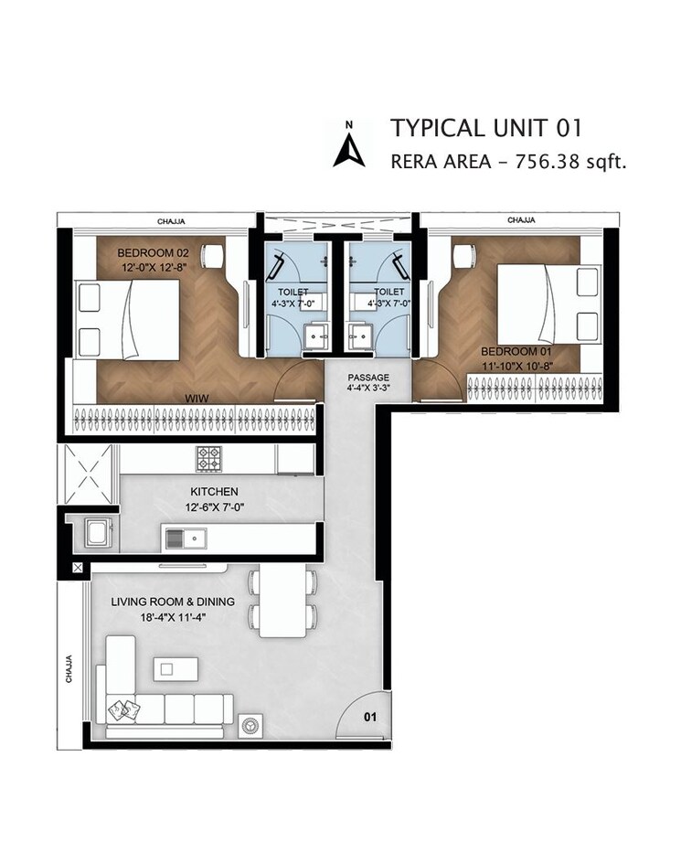 Floor Plan, bluestone-tulsi-heritage 2 Bedroom 723 Sq.Ft. Apartment In Dadar East Mumbai 9495101