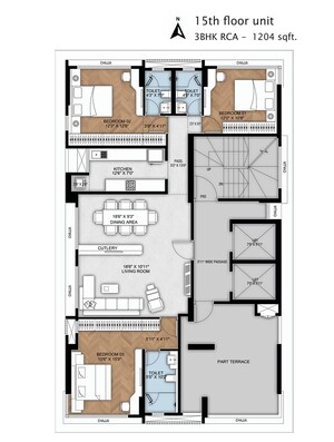 Floor Plan in 3 BHK Apartment at Bluestone Tulsi Heritage, Dadar East – for Sale