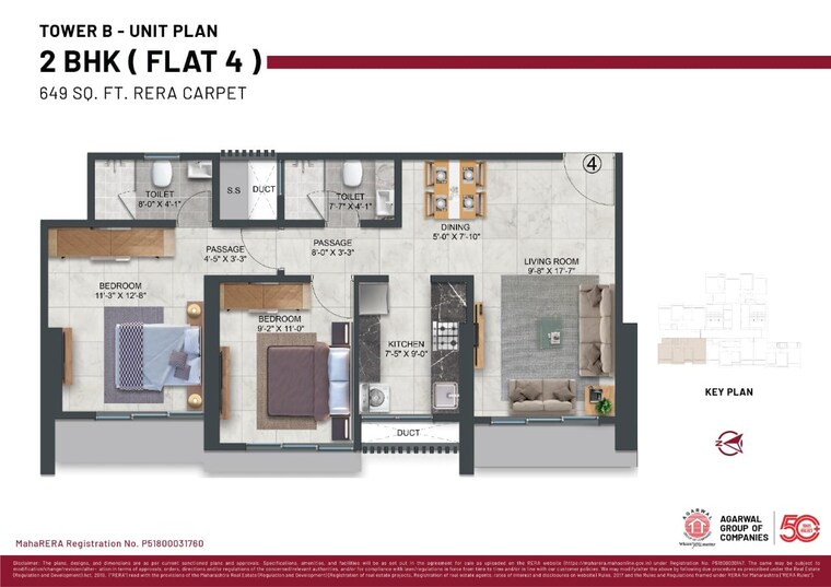 Floor Plan, malad west 2 Bedroom 649 Sq.Ft. Apartment In Malad West Mumbai 9496085