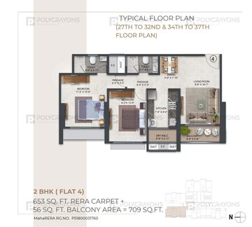 Floor Plan in 2 BHK Apartment at Malad West – for Sale