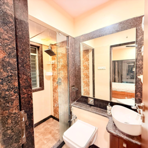 Attached Bathroom in 1 BHK Apartment at Rizvi Cedar, Karur Village – for Rent