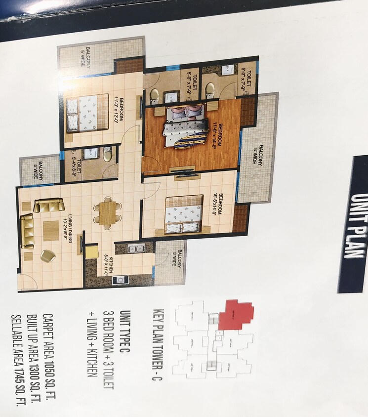 Floor Plan, vrindavan yojna 3 Bedroom 1745 Sq.Ft. Apartment In Vrindavan Yojna Lucknow 9499988