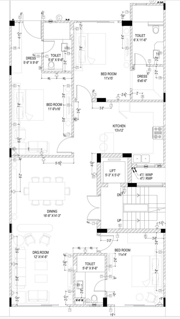 Floor Plan, sector 65 3 Bedroom 2412 Sq.Ft. Builder Floor In Sector 65 Gurgaon 9501308