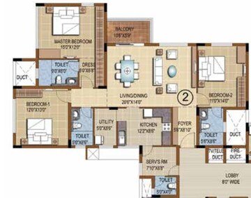 Floor Plan in 3.5 BHK Apartment at Puravankara Purva Skydale, Harlur – for Sale