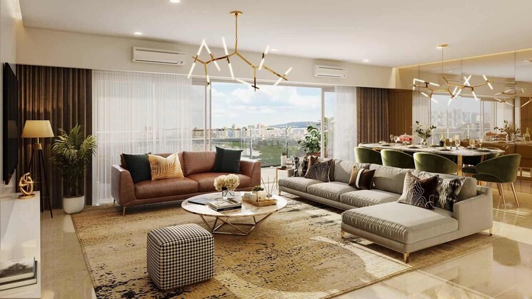 Living Room, lnt-elixir-reserve 3 Bedroom 1446 Sq.Ft. Apartment In Powai Mumbai 9503833