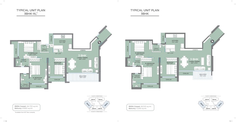 Floor Plan, geecee-emerald 3 Bedroom 1050 Sq.Ft. Apartment In Kharghar Navi Mumbai 9504565