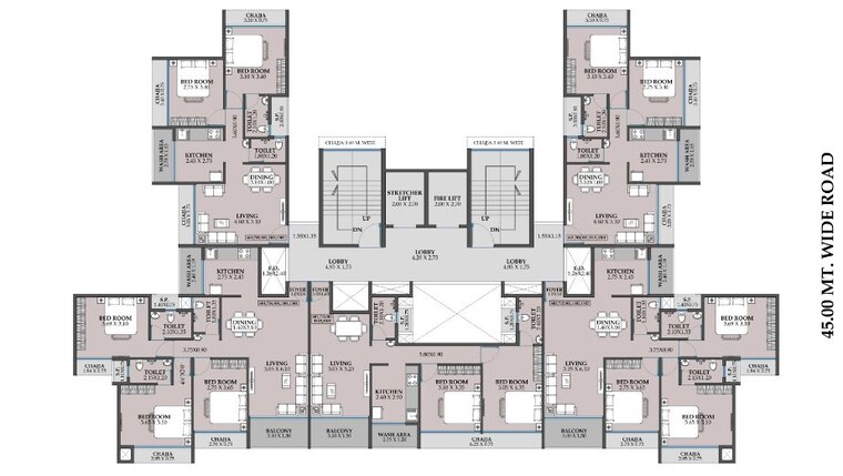 Floor Plan, nms-one-27 3 Bedroom 1125 Sq.Ft. Apartment In Sector 27 Kharghar Navi Mumbai 9504809