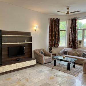 Living Room in 3 BHK Villa at Chattarpur – for Rent