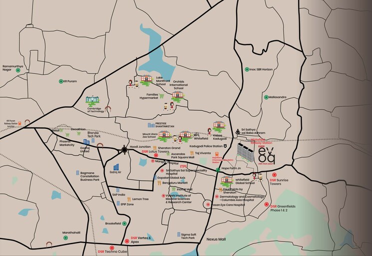 Map Location, dsr-evoq 3 Bedroom 1560 Sq.Ft. Apartment In Kadugodi Bangalore 9506952