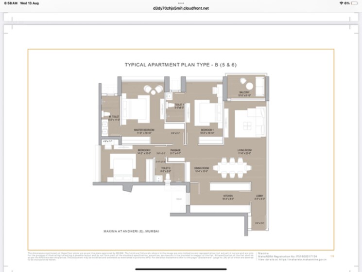 Floor Plan, oberoi-maxima 3 Bedroom 1330 Sq.Ft. Apartment In Andheri East Mumbai 9507237