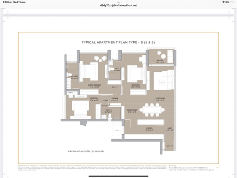 Floor Plan, oberoi-maxima 3 Bedroom 1330 Sq.Ft. Apartment In Andheri East Mumbai 9507237