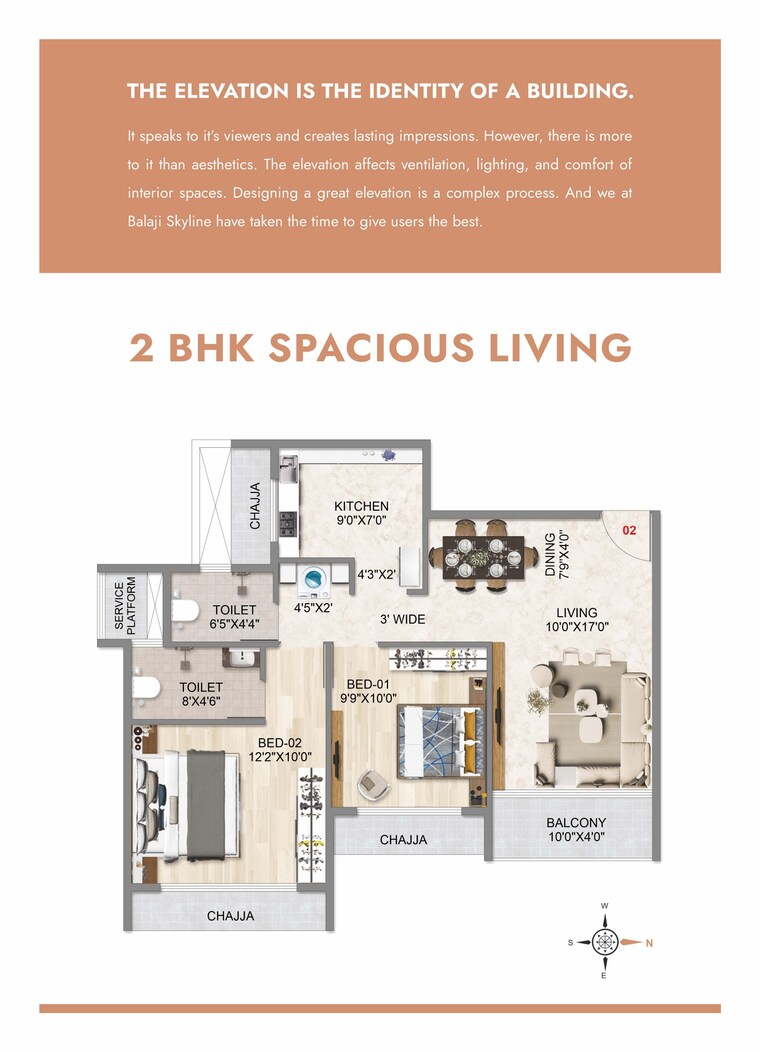 Floor Plan, varsha-balaji-skyline 2 Bedroom 605 Sq.Ft. Apartment In Kharghar Sector 34 Navi Mumbai 9507297