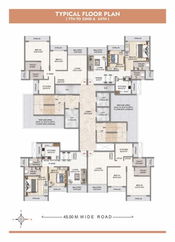 Floor Plan in 2 BHK Apartment at Varsha Balaji Skyline, Kharghar Sector 34 – for Sale
