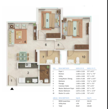 Floor Plan in 2 BHK Apartment at Dynamix Avanya, Ketkipada – for Sale
