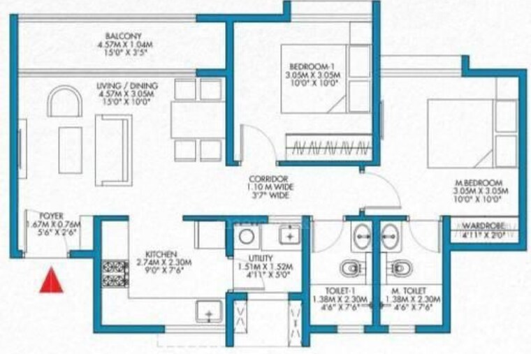 Floor Plan, godrej-park-retreat 2 Bedroom 987 Sq.Ft. Apartment In Sarjapur Road Bangalore 9509121