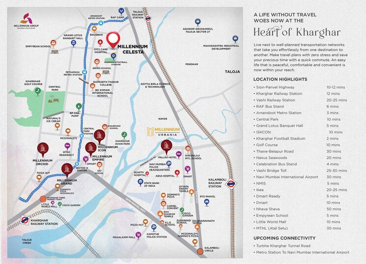 Map Location, millennium-celesta 3 Bedroom 1047 Sq.Ft. Apartment In Kharghar Sector 34 Navi Mumbai 9509969