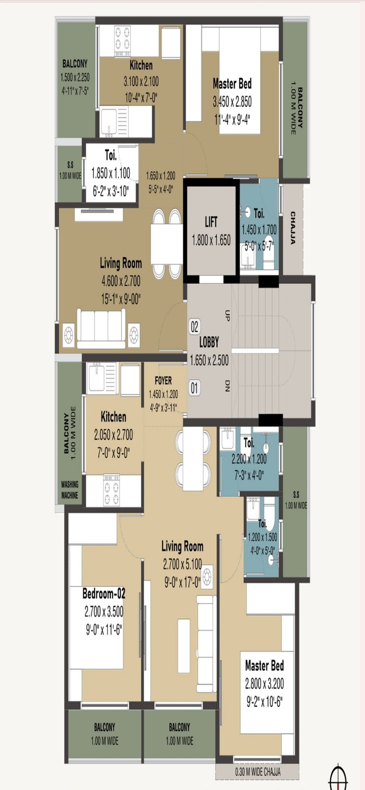 Floor Plan, sector 6 sanpada 2 Bedroom 649 Sq.Ft. Apartment In Sector 6 Sanpada Navi Mumbai 9511315
