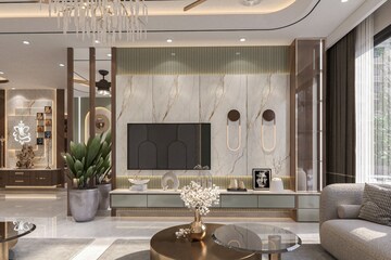 Living Room in 4 BHK Builder Floor at Unitech South City 1, South City 1 – for Sale