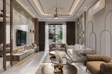 Living Room in 4 BHK Builder Floor at Unitech South City 1, South City 1 – for Sale