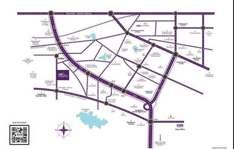Map Location, ghr-callisto 3 Bedroom 1915 Sq.Ft. Apartment In Kollur Hyderabad 9512109