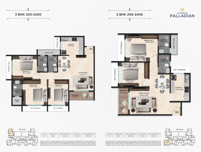 Floor Plan, tharwani-palladian 2 Bedroom 644 Sq.Ft. Apartment In Kharghar Navi Mumbai 9514023