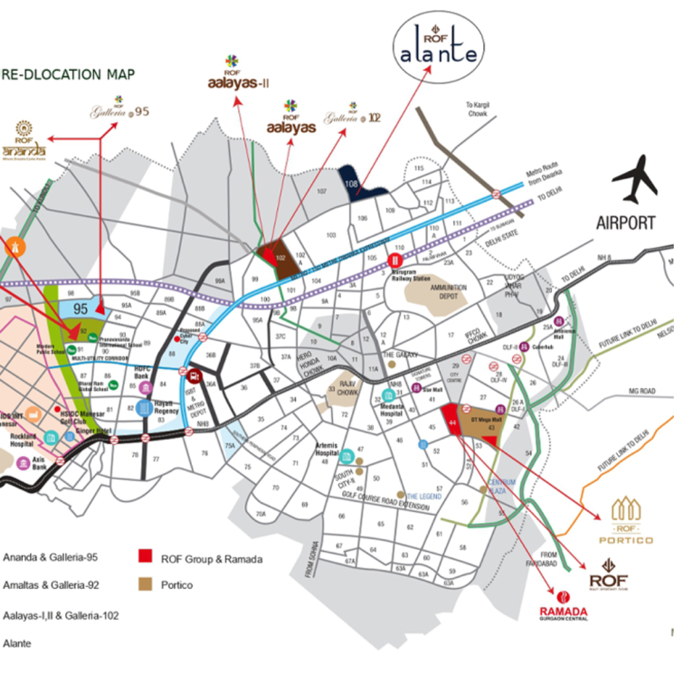 Map Location, rof-alante 3 Bedroom 1100 Sq.Ft. Apartment In Dharampur Gurgaon 9514365