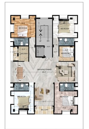Floor Plan in 5 BHK Penthouse at New Alipore – for Sale