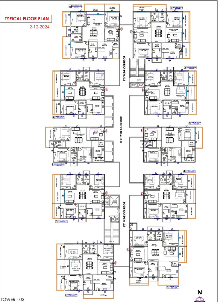 Floor Plan, hafeezpet 3 Bedroom 1860 Sq.Ft. Apartment In Hafeezpet Hyderabad 9514499