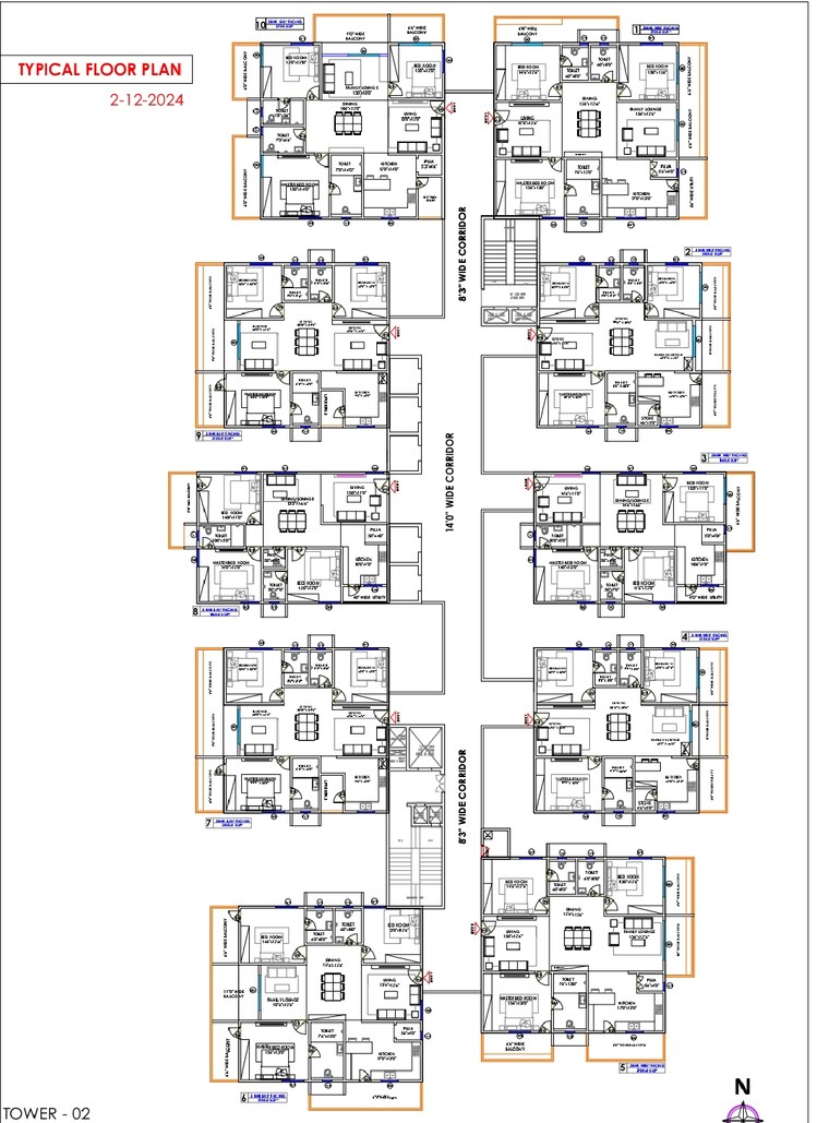 Floor Plan, hafeezpet 3 Bedroom 1860 Sq.Ft. Apartment In Hafeezpet Hyderabad 9514499