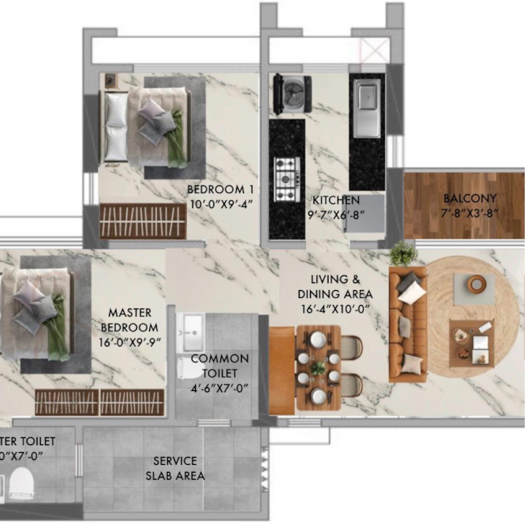 Floor Plan, raymond-ten-x-habitat 2 Bedroom 644 Sq.Ft. Apartment In Swastik Garden Thane 9515007