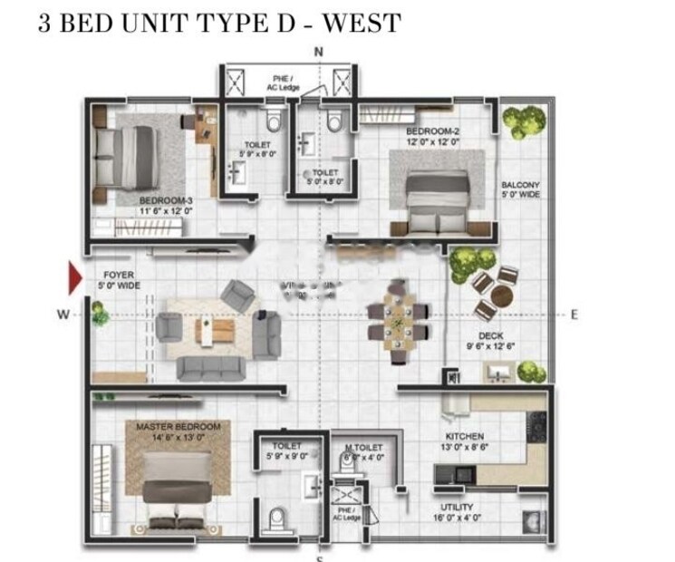 Floor Plan, prestige-beverly-hills 4 Bedroom 1899 Sq.Ft. Apartment In Kokapet Hyderabad 9516796