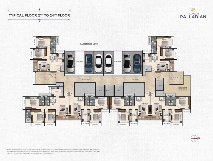 Floor Plan, tharwani-palladian 3 Bedroom 849 Sq.Ft. Apartment In Kharghar Navi Mumbai 9518829