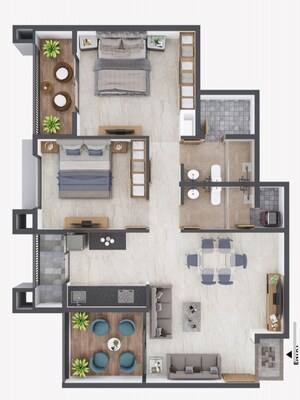 Floor Plan in 2 BHK Apartment at JP Galaxy, Ambernath – for Sale