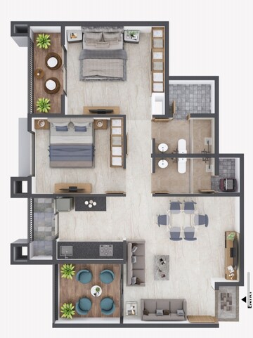 Floor Plan in 2 BHK Apartment at JP Galaxy, Ambernath – for Sale