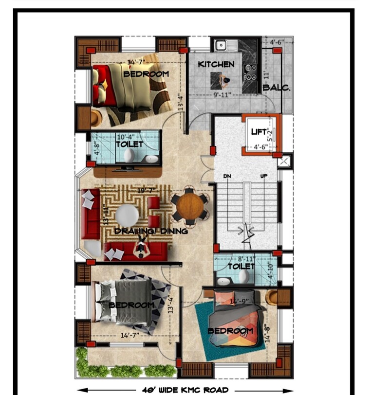 Floor Plan, southern avenue 3 Bedroom 1800 Sq.Ft. Apartment In Southern Avenue Kolkata 9521701