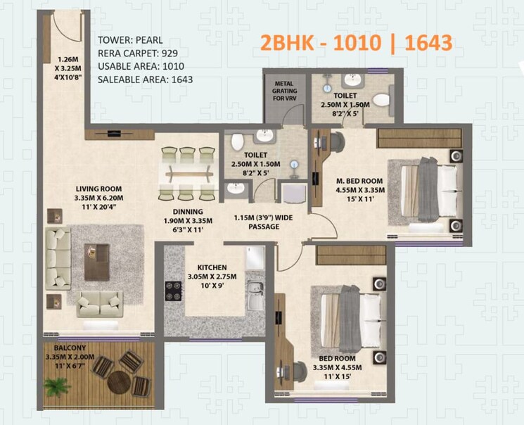 Floor Plan, shreeji-divine 2 Bedroom 955 Sq.Ft. Apartment In Kharghar Sector 36 Navi Mumbai 9522184