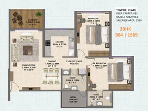 Floor Plan in 2 BHK Apartment at Shreeji Divine, Kharghar Sector 36 – for Sale