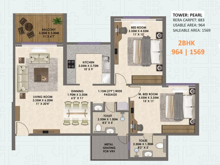Floor Plan, shreeji-divine 2 Bedroom 1010 Sq.Ft. Apartment In Kharghar Sector 36 Navi Mumbai 9522215