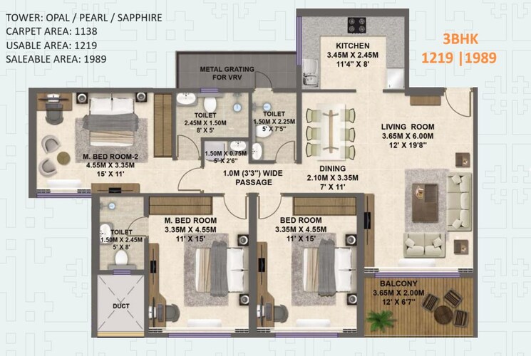 Floor Plan, shreeji-divine 3 Bedroom 1720 Sq.Ft. Apartment In Kharghar Sector 36 Navi Mumbai 9522299